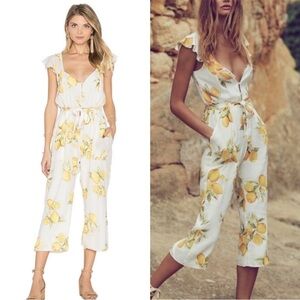 For Love & Lemons Limonada Lemon Print Jumpsuit S
